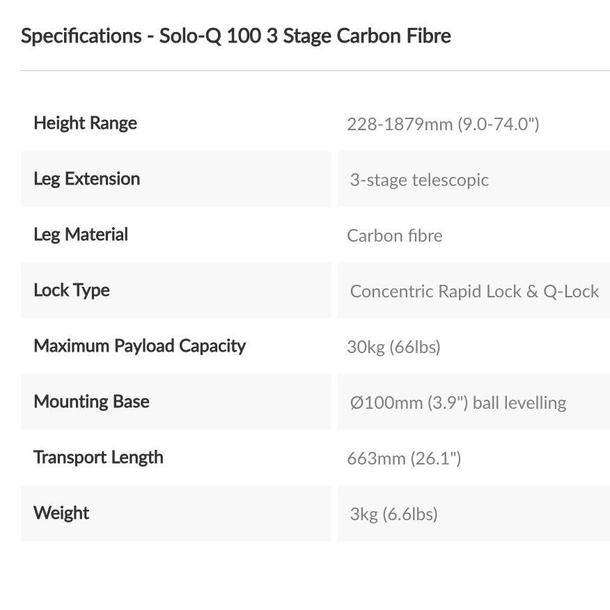 Solo-Q 100 3 stg Carbon Fibre